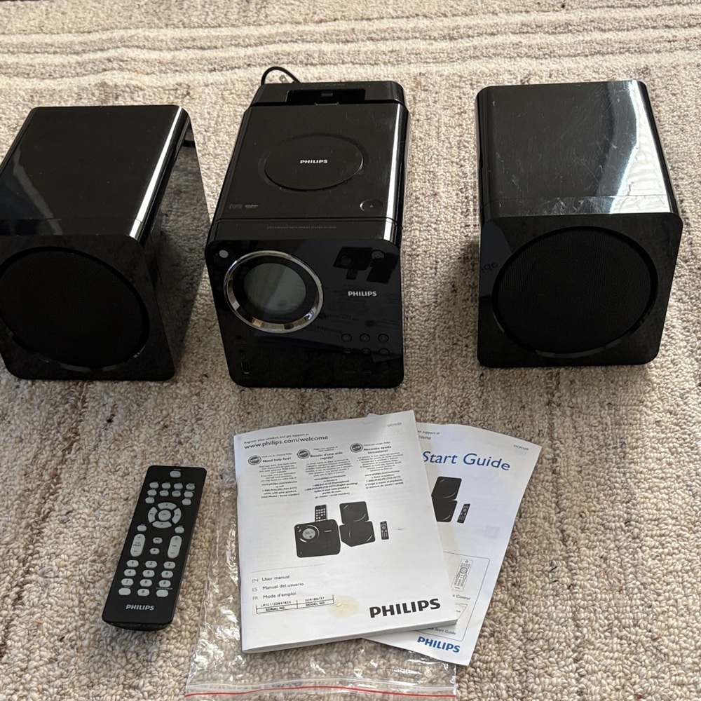 Vintage Philips Black Portable CD Micro System with Dual Speakers